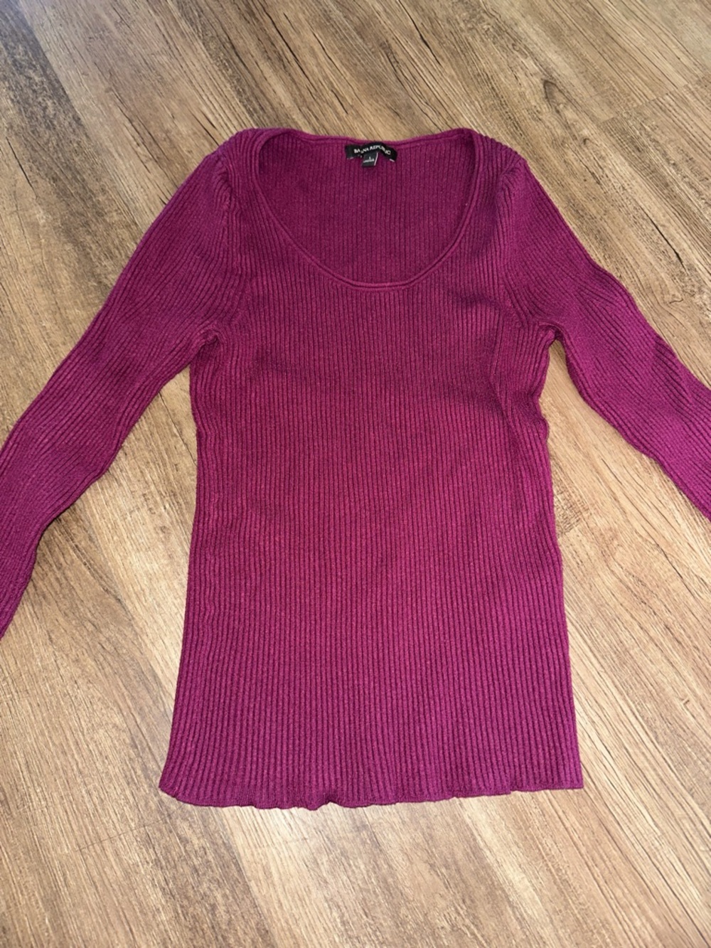 Banana Republic Ribbed Scoop Neck Sweater - Raspberry
